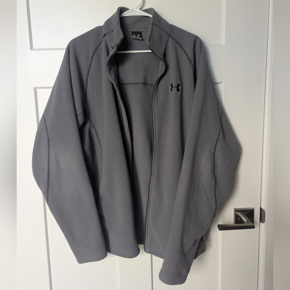 Under Armour Men's Grey Long Sleeve Fleece Jacket (Size: L)